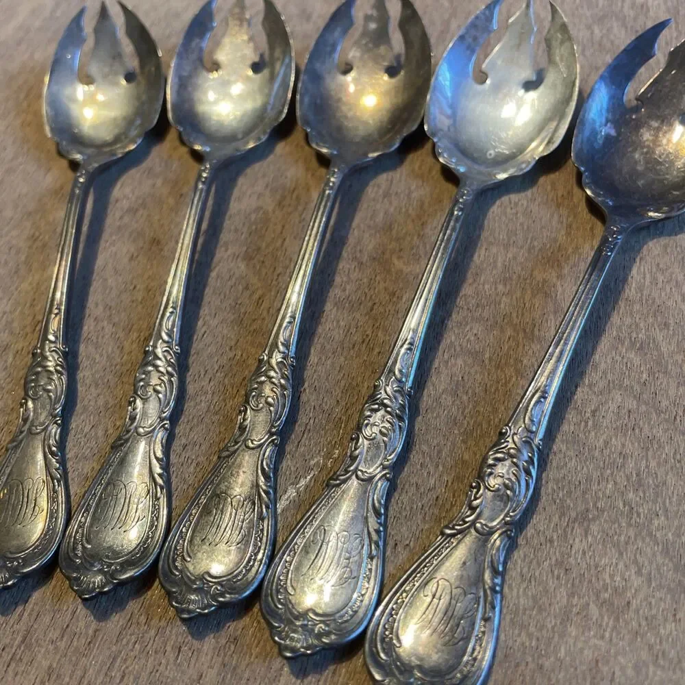 Rogers Bros Silver Plate Sporks 5 Pcs Monogrammed Tarnished